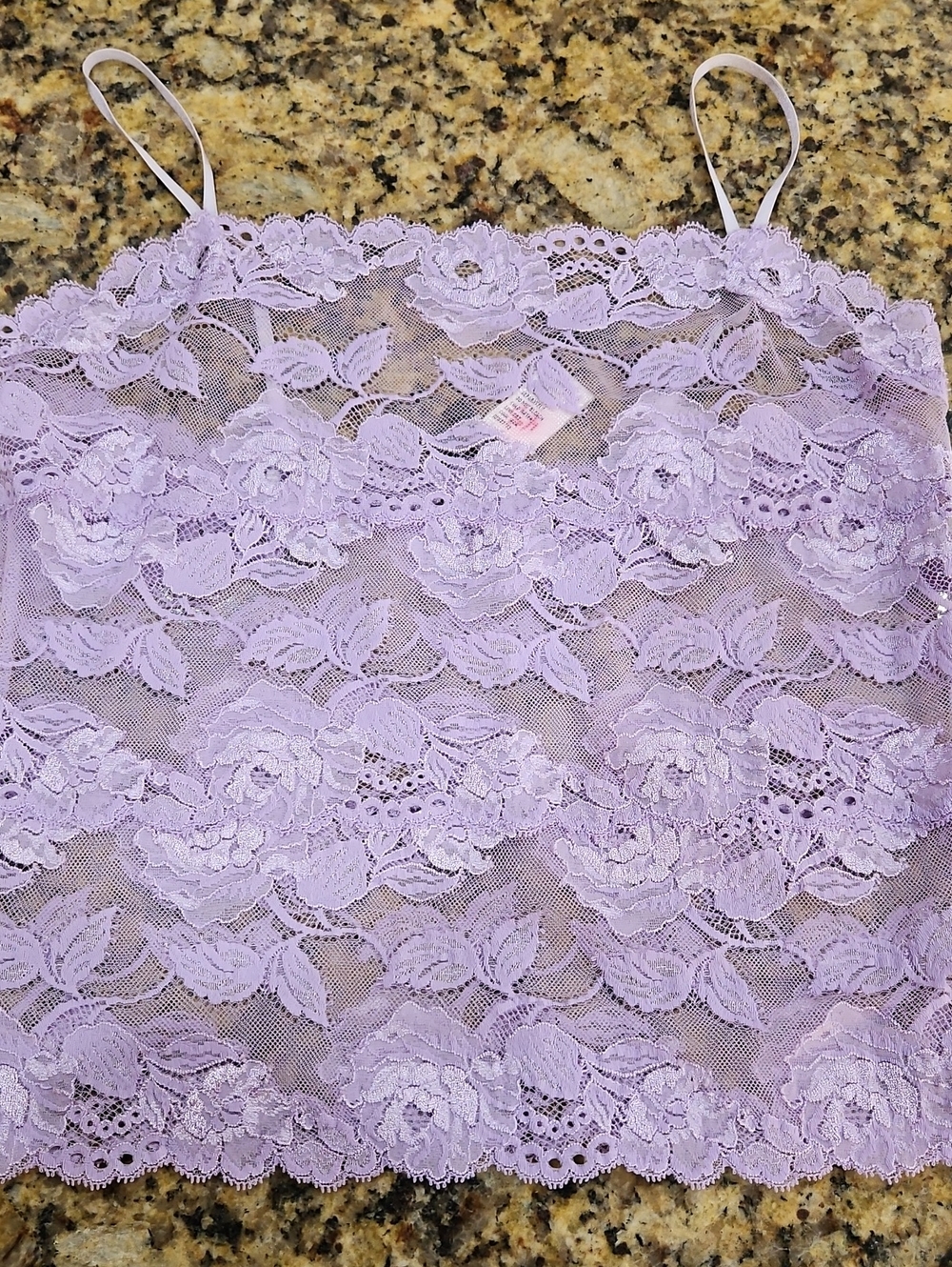 Josie Natori Sheer Lace Cami Tank - Lavender Size Large Vintage